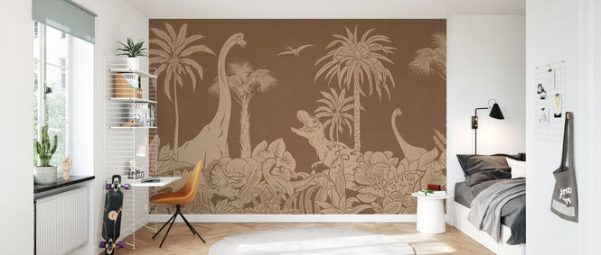 PHOTOWALL / Monochrome Dino - Brown Vintage (e94056)