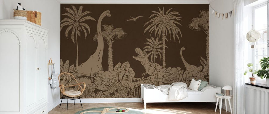 PHOTOWALL / Monochrome Dino - Brown Vintage (e94056)