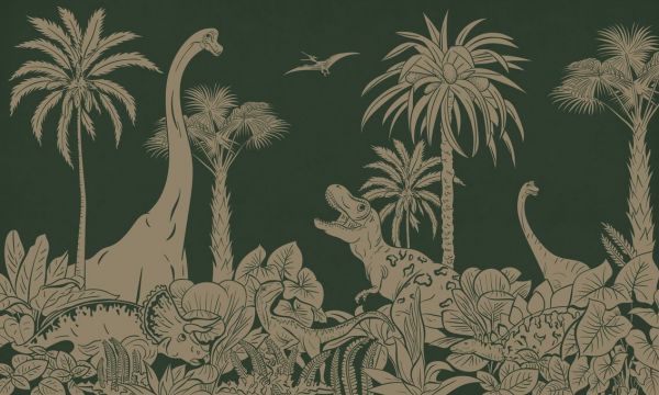 PHOTOWALL / Monochrome Dino - Green Vintage (e94057)