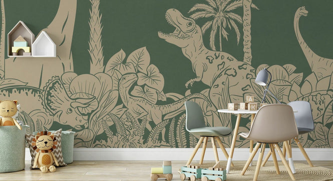 PHOTOWALL / Monochrome Dino - Green Vintage (e94057)