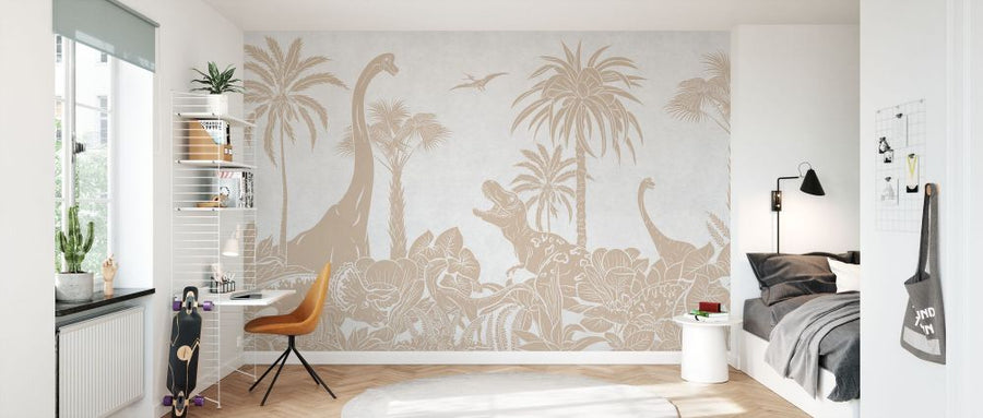 PHOTOWALL / Monochrome Dino - White Vintage (e94058)