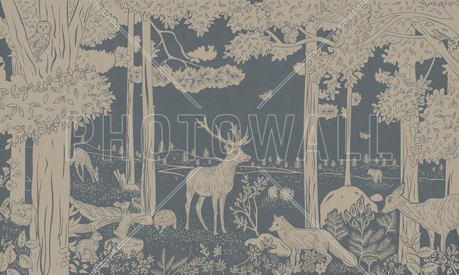 PHOTOWALL / Monochrome Forest - Blue Vintage (e94059)