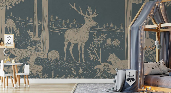PHOTOWALL / Monochrome Forest - Blue Vintage (e94059)