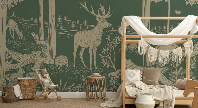 PHOTOWALL / Monochrome Forest - Green Vintage (e94061)