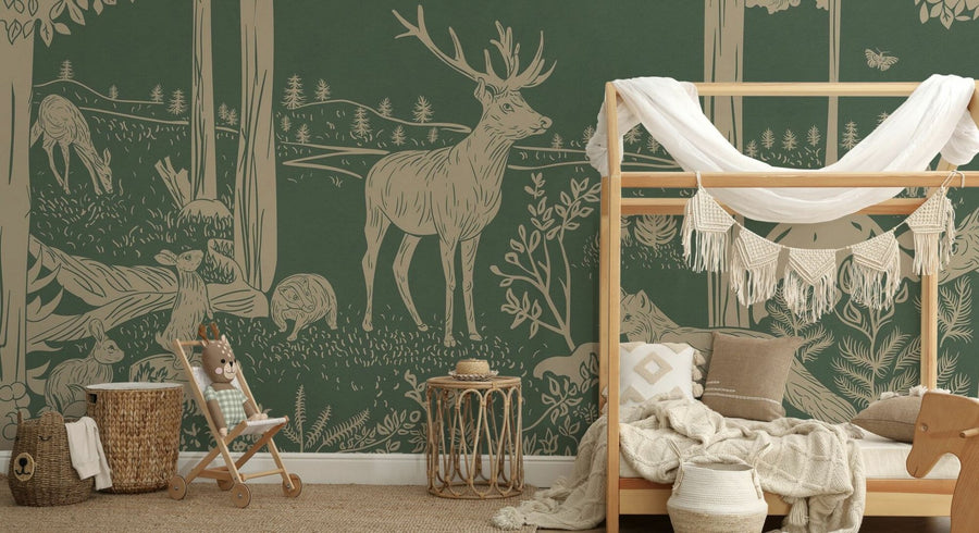 PHOTOWALL / Monochrome Forest - Green Vintage (e94061)