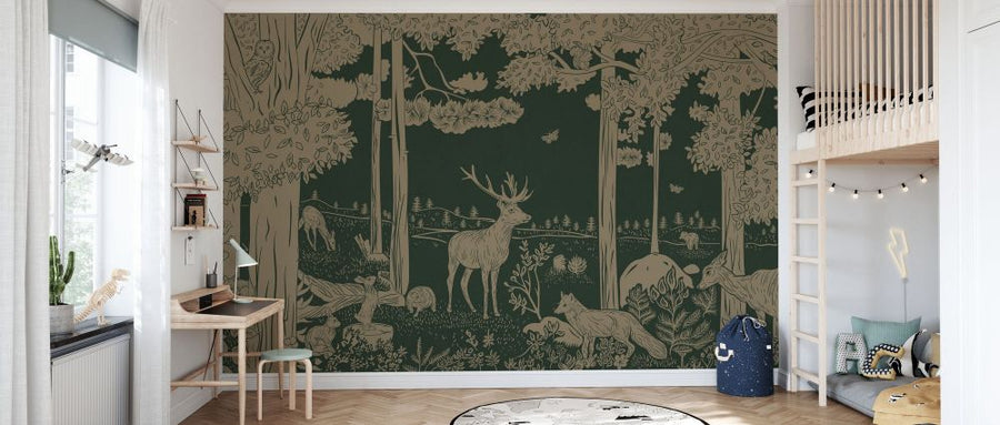 PHOTOWALL / Monochrome Forest - Green Vintage (e94061)