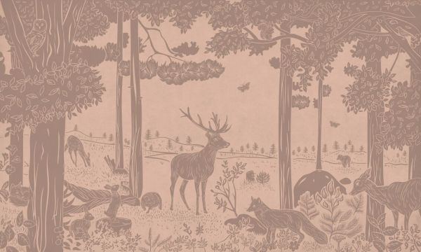 PHOTOWALL / Monochrome Forest - Pink Vintage (e94062)