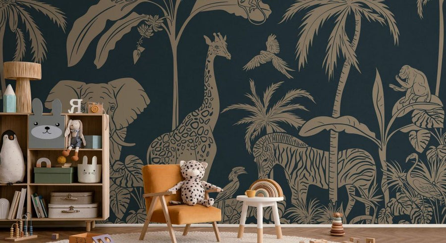 PHOTOWALL / Monochrome Jungle - Blue Vintage (e94064)