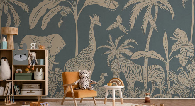 PHOTOWALL / Monochrome Jungle - Blue Vintage (e94064)