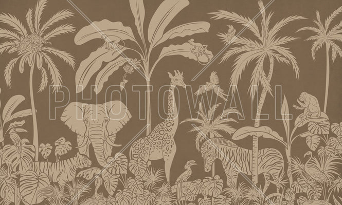 PHOTOWALL / Monochrome Jungle - Brown Vintage (e94065)