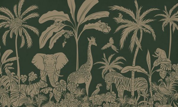 PHOTOWALL / Monochrome Jungle - Green Vintage (e94066)