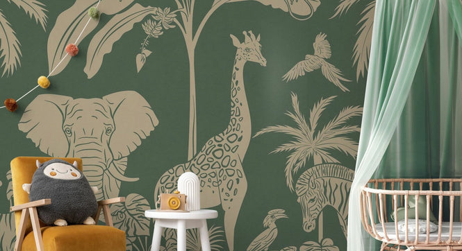 PHOTOWALL / Monochrome Jungle - Green Vintage (e94066)