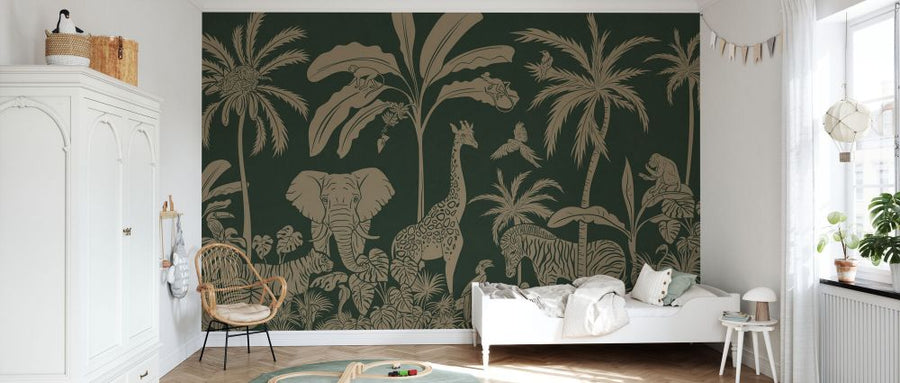 PHOTOWALL / Monochrome Jungle - Green Vintage (e94066)