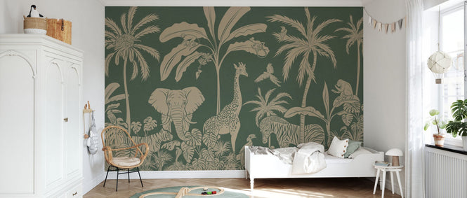 PHOTOWALL / Monochrome Jungle - Green Vintage (e94066)