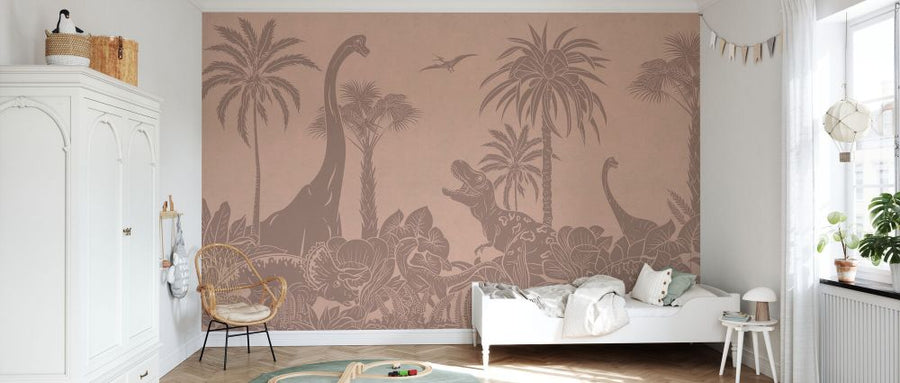 PHOTOWALL / Monochrome Dino - Pink Vintage (e94080)