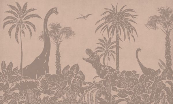 PHOTOWALL / Monochrome Dino - Pink Vintage (e94080)