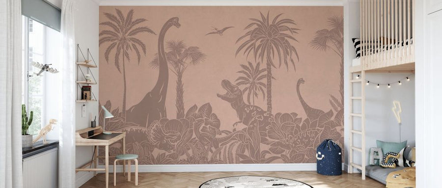 PHOTOWALL / Monochrome Dino - Pink Vintage (e94080)