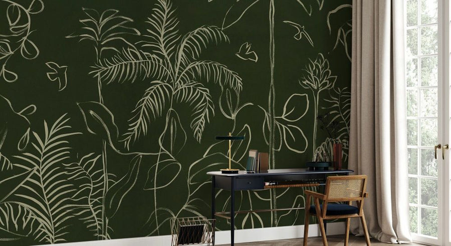 PHOTOWALL / Vestured Line - Dark Green (e94131)