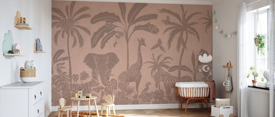 PHOTOWALL / Monochrome Jungle - Pink Vintage (e94213)