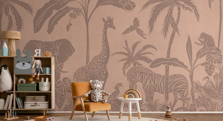 PHOTOWALL / Monochrome Jungle - Pink Vintage (e94213)