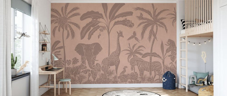 PHOTOWALL / Monochrome Jungle - Pink Vintage (e94213)