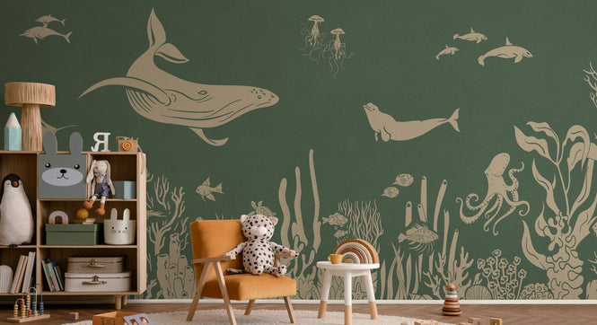 PHOTOWALL / Monochrome Sea - Green Vintage (e94217)