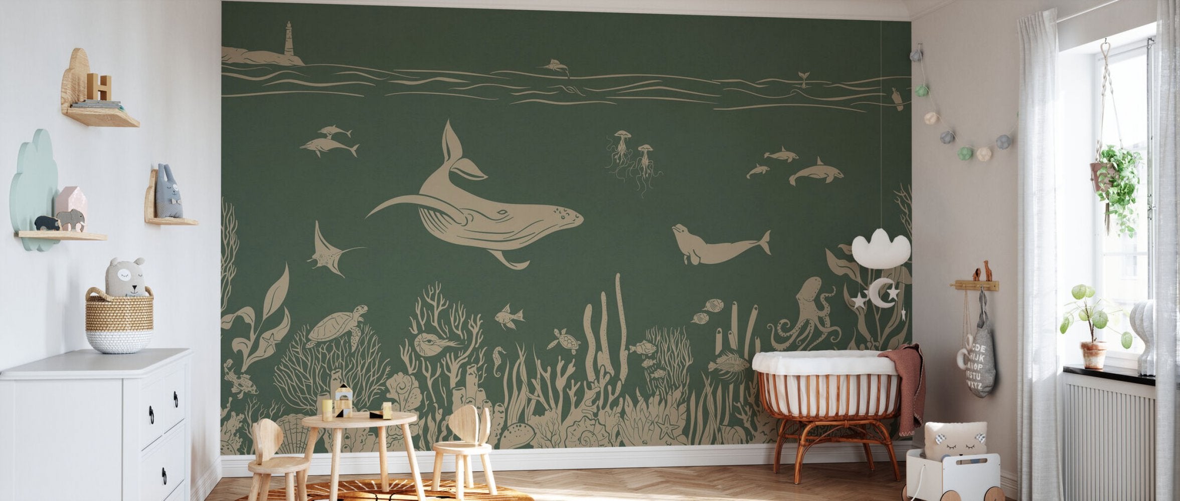 PHOTOWALL / Monochrome Sea - Green Vintage (e94217) | 輸入壁紙専門