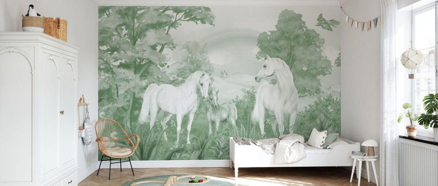 PHOTOWALL / Enchanted Unicorn Haven - Green (e94220)