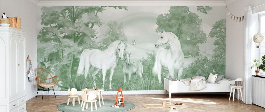 PHOTOWALL / Enchanted Unicorn Haven - Green (e94220)