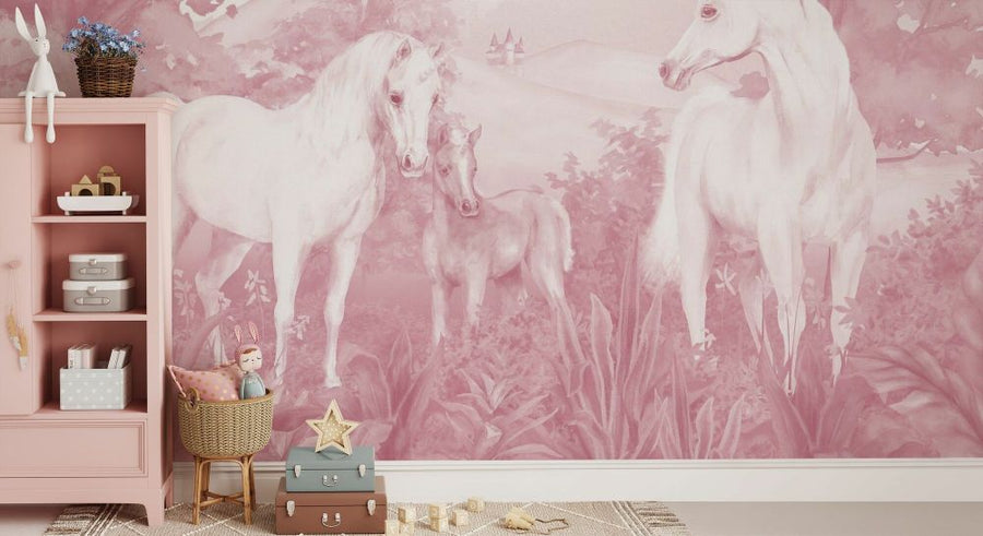 PHOTOWALL / Enchanted Unicorn Haven - Pink (e94221)