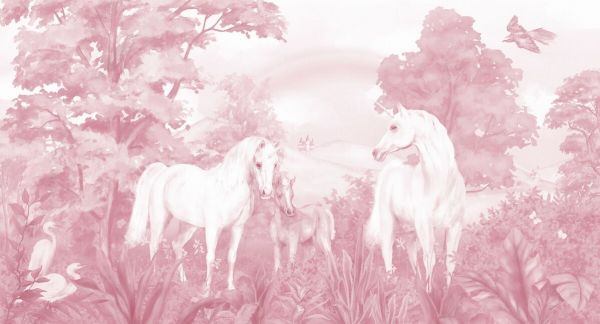 PHOTOWALL / Enchanted Unicorn Haven - Pink (e94221)