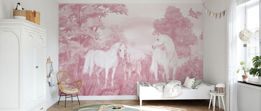 PHOTOWALL / Enchanted Unicorn Haven - Pink (e94221)