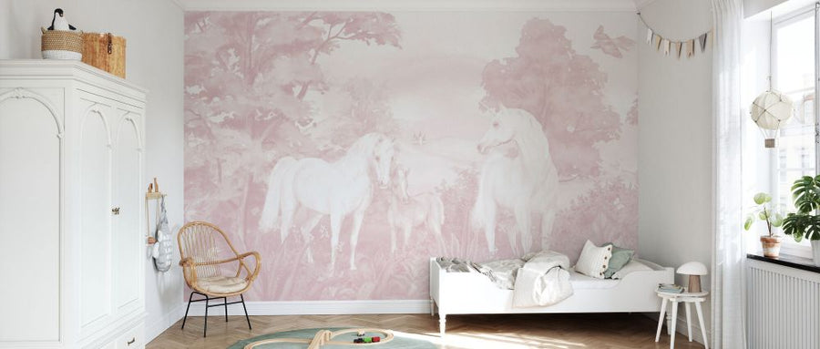 PHOTOWALL / Enchanted Unicorn Haven - Light Pink (e94222)