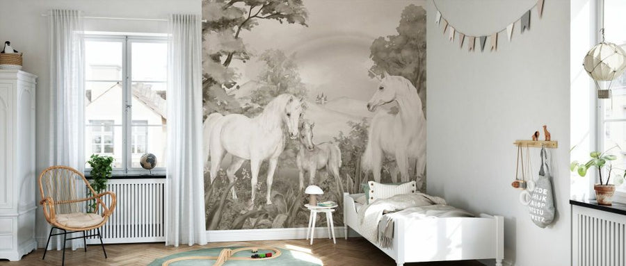 PHOTOWALL / Enchanted Unicorn Haven - Sepia (e94224)