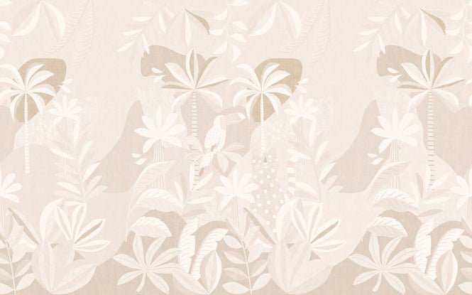 PHOTOWALL / Jungle Foliage - Neutral Vintage Wall Mural (e94554)