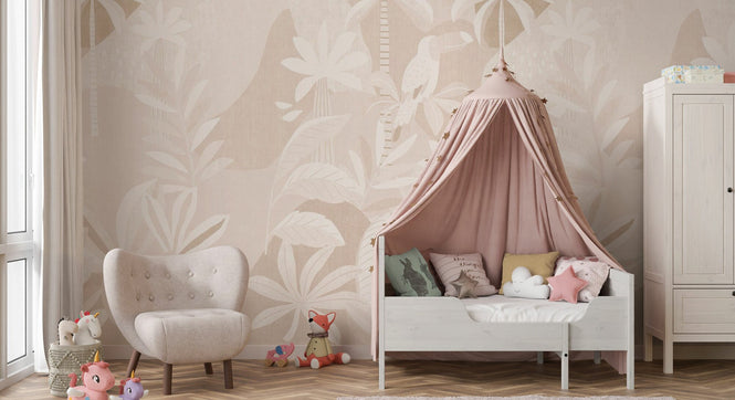 PHOTOWALL / Jungle Foliage - Neutral Vintage Wall Mural (e94554)