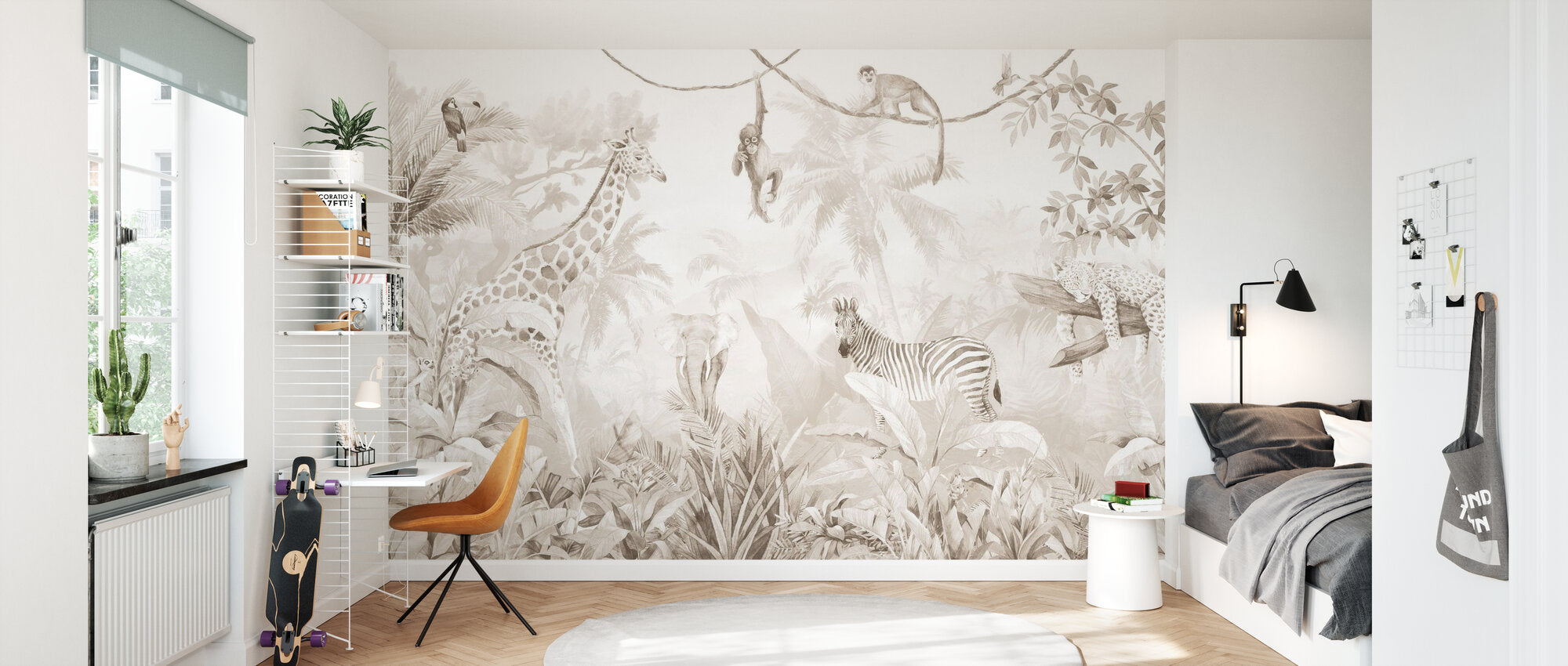 PHOTOWALL / Jungle Friends with Jungle Background - Beige Wall