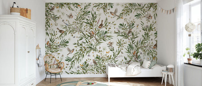PHOTOWALL / Playful Robins - White (e94558)