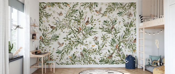 PHOTOWALL / Playful Robins - White (e94558)