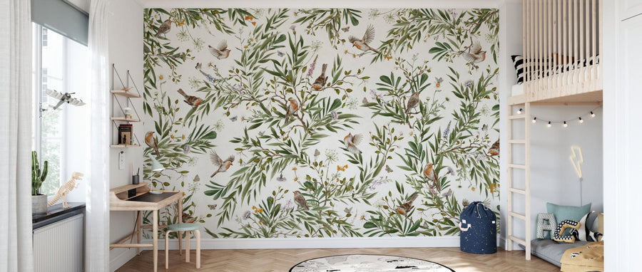 PHOTOWALL / Playful Robins - White (e94558)