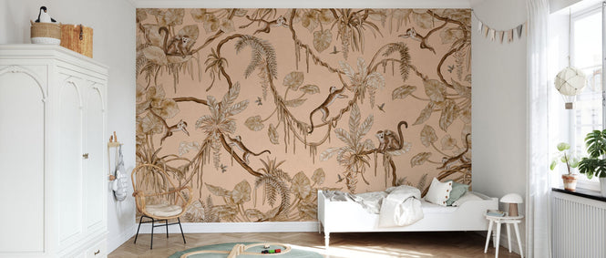 PHOTOWALL / Playful Monkeys - Monochrome - Beige (e94561)
