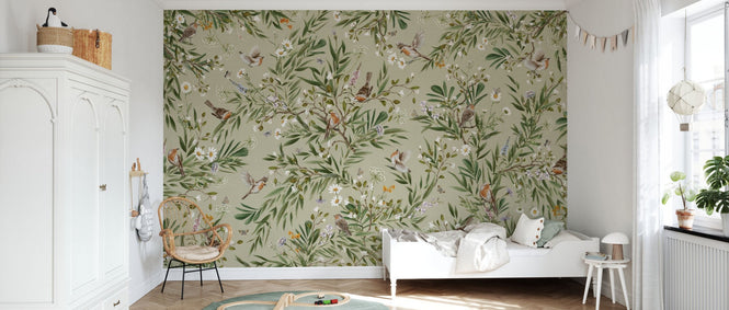 PHOTOWALL / Playful Robins - Green (e94569)
