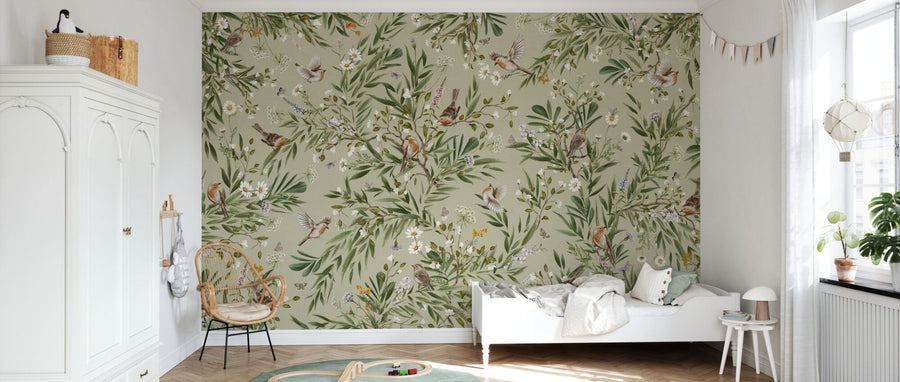 PHOTOWALL / Playful Robins - Green (e94569)