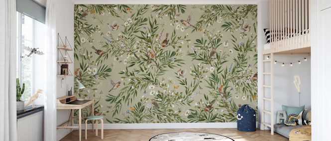 PHOTOWALL / Playful Robins - Green (e94569)