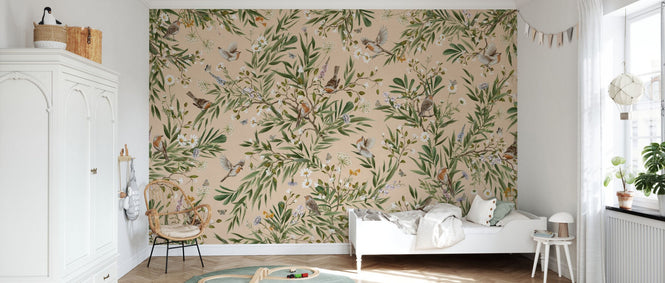 PHOTOWALL / Playful Robins - Beige (e94579)