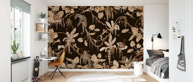 PHOTOWALL / Playful Monkeys - Monochrome - Black (e94582)
