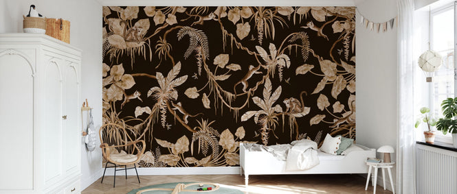 PHOTOWALL / Playful Monkeys - Monochrome - Black (e94582)