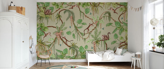 PHOTOWALL / Playful Monkeys - Green (e94585)