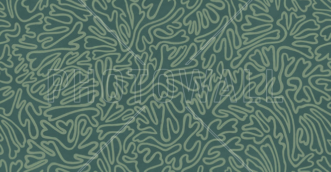 PHOTOWALL / Abstract Doodle Lines - Dark Green (e94628)
