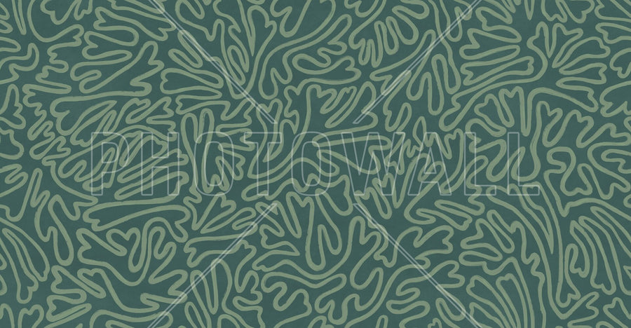 PHOTOWALL / Abstract Doodle Lines - Dark Green (e94628)